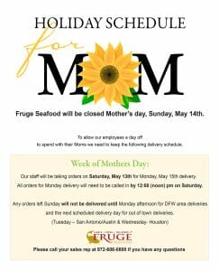Mother's Day delivery schedule