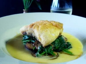 grouper with spinach